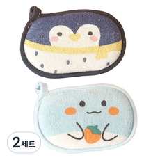 푸트로랩 부드러운 극세사 스펀지 목욕 타올 2종 세트, 네이비 블루, 블루, 2세트