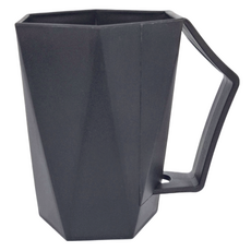 OMORY 抽象幾何把手漱口杯, PP聚丙烯材質, 黑色, 2個