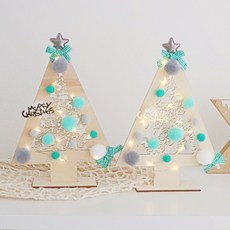 Bluehen 木質迷你聖誕樹 2入, 薄荷灰