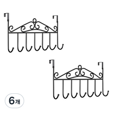 몰투유 무타공 다용도 도어행거 7구, 블랙, 6개