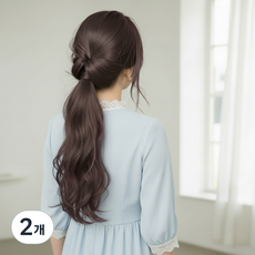 알럽홈 여성용 레이어드 웨이브 포니테일 가발 L264-0076, 브라운(L264-0076BR), 2개