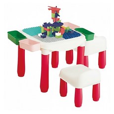 小牛津 滾珠樂園積木桌 附大顆粒積木 3歲以上 113個, 1組