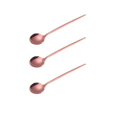邸家本舖 304不鏽鋼歐風純色餐具 茶勺 玫瑰金, 3支