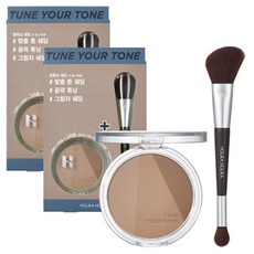 HOLIKA HOLIKA Tone Tuning 3色修容盤+雙頭修容刷組, 01 冷灰棕, 2組