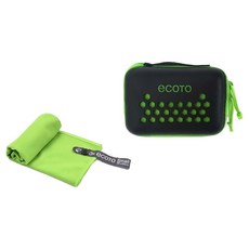 ECOTO 超細纖維多功能毛巾 + EVA收納盒套裝 S, 綠色, 1套