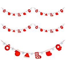 葉子小舖 聖誕拉旗 3m 5個, F 聖誕手套襪子拉旗 紅色