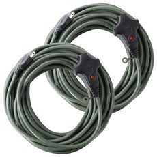ADAMOUTDOOR 戶外延長動力線 2孔 700g, 5m, 軍綠色, 2條