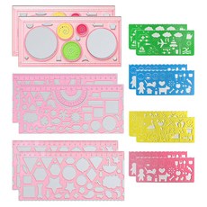 바코젤 모양 도형자 7종 세트, 핑크, 2세트