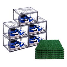 SCHWARZ KOREA 鞋子收納盒 5入+草墊 5入, 透明黑色