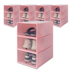Market Plan透明組裝式鞋子收納盒 15入, 粉色的