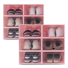 透明收納鞋盒 12入, 粉色的