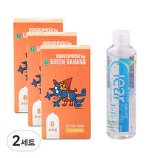 쿠쿠스무스 그린바나나 울트라 씬 콘돔 8p x 3개 + 클리어페페 바디 마사지 젤 250ml, 2세트