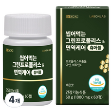 비디컬 정품 랩온랩 씹어먹는 그린프로폴리스&면역케어 츄어블 60g, 60정, 4개
