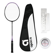 아펙스 722 초경량 풀카본 배드민턴라켓 블랙 퍼플 + 줄작업 화이트 + 케이스 랜덤발송 + 그립 화이트 세트, 1세트