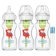 닥터브라운 데코 와이드넥 유리 젖병, 혼합색상, 270ml, 3개