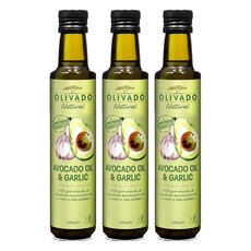 OLIVADO 蒜香酪梨油 物理低溫冷壓萃取 無膽固醇 無添加劑或防腐劑 發煙點高達攝氏255度, 250ml, 3瓶