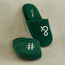 DECOVIEW 絲絨符號刺繡防滑拖鞋, 綠色, 1個