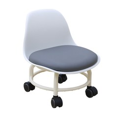 21세기트랜드 고급 바퀴달린 등받이 귀요미 튼튼 좌식의자, 화이트인조가죽진그레이, 1개