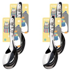 KOM 316不鏽鋼兒童平底匙, 黃色企鵝, 4支