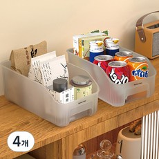 Market Plan 半儲藏室收納盒, 4個, 半透明