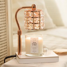 Ein.D Lucid 融蠟燈+蠟燭 280g 套組, 白茉莉薄荷, 玫瑰金白色