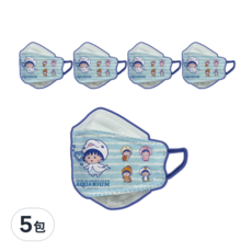 CAiRE 艾可兒 未滅菌滿版款醫用口罩 兒童型 KF94, 櫻桃小丸子海洋款, 5片, 5包