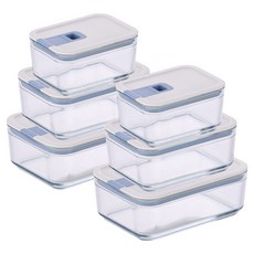 NEOFLAM 台灣原廠公司貨 Perfect Seal系列 玻璃保鮮盒6件組 長方形, 1套, 6個容器 + 6個蓋子