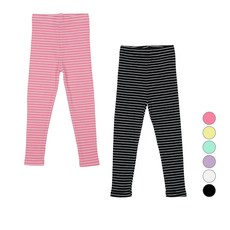레인보우키즈 아동용 파스텔 잔줄 골지 레깅스 2종 세트