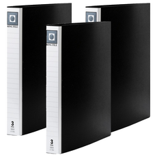 PP 3孔1吋圓型夾 加厚板 LC-9003 K, 黑色, 3入