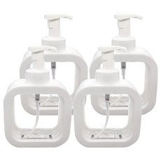 透明方形大容量泡沫型分裝瓶 500ml, 4個, 白色