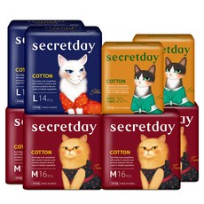 secretday 純棉翼型衛生棉 M號 64片+L號 28片+護墊 40片, 1組
