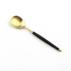 Bogen 르비앙 金色餐具沙拉匙, 黑色, 1個