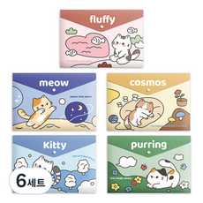 東亞PMS A4按扣式角色資料收納文件袋 貓咪5款組合, 混色, 6套