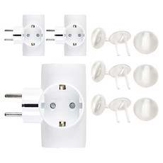 EUGDA T字型3孔延長線 PO2123 + 安全蓋3入組, 3套, 50cm