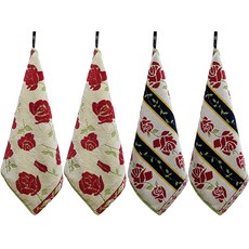 Billy Millie花朵環扣擦手巾 米色 2條+米色線條 2條, 混色, 1套