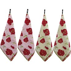 Billy Millie花朵掛式擦手毛巾 粉色 2條+米色 2條, 混色, 1套