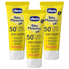 Chicco 寶貝嬰兒輕潤防曬乳霜 SPF50+ 75ml 適用於0歲以上新生兒及敏感肌 隔離UVA/UVB/紅外線, 3條