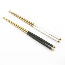 Bogen 韓國製造 Le Bian 金色餐具筷子2雙組, 1套, 白色, 深綠色, 筷子 2雙