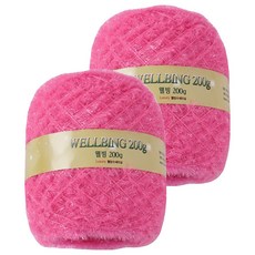 CheongsongTteugaesil Yeonil Textile 健康環保菜瓜布筒紗編織線 200g, 2個, 22螢光粉紅