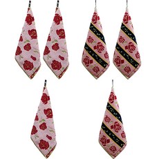 花朵印花掛式抹布 粉色+米色, 混色, 6件