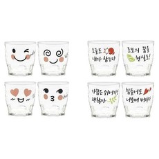 ARTWARE 表情燒酒杯+韓文燒酒杯 玻璃材質 透明色, 表情圖案 + 韓文圖案 透明色, 1組
