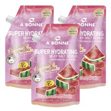 A BONNE' 身體去角質沐浴鹽 超級保濕 絲滑磨砂 含西瓜和維他命E, 350g, 3包