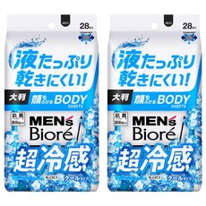 MEN's Biore 男性臉部身體兩用濕巾 酷涼款 28片, 262ml, 2包