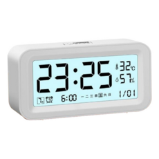 BeOK 起床神器！智能夜光桌面時鐘, 鬧鐘, 溫度, 濕度, 日期, 白色