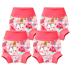 Splash About Happy Nappy 全新3D游泳尿布褲 快樂貓頭鷹, L, 4件