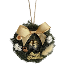 聖誕雪松吊掛 迷你花圈, 9cm, 檸檬黃, 1個