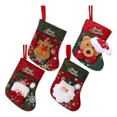 聖誕襪造型 束口絨布袋 Set 4, 35 x 20cm, 1組
