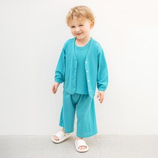 삠뽀요 아동용 냉감 통기성 데일리 라운지 상하의 3종 세트 OLECE25