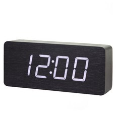 ITSON 靜音LED木質桌鐘 大, 黑色