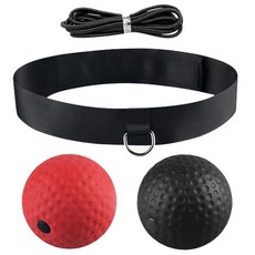 Baegot運動 拳擊練習用拳擊球2種 + 魔鬼氈頭帶組合, 紅色 + 黑色